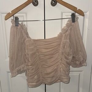 Elegant Beige Ruched Top
